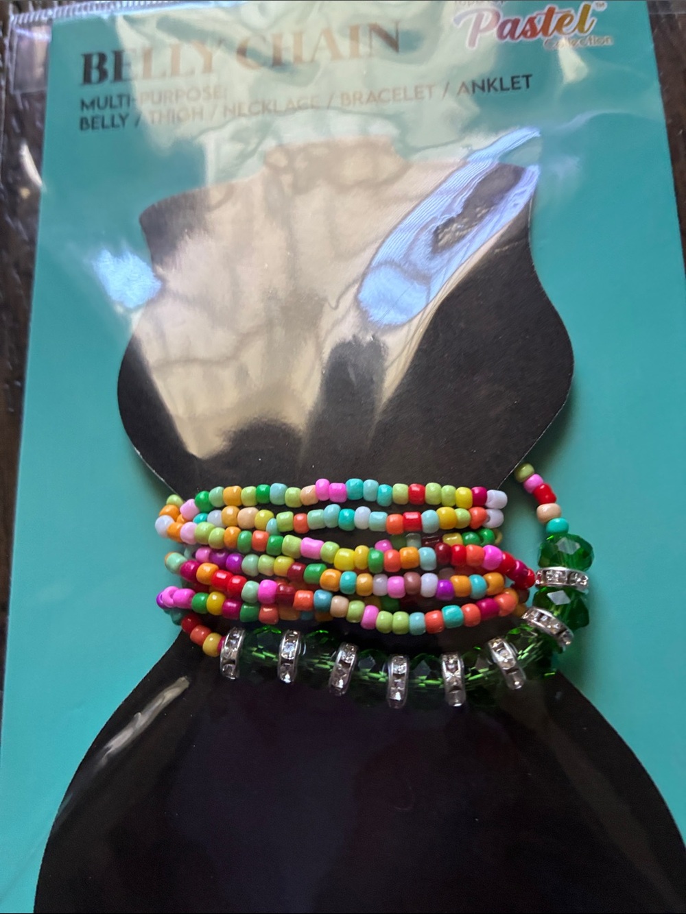 Pastel Collection Multicolor Beaded Belly Chain Necklace Bracelet Anklet - Picture 2 of 3